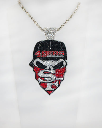Newest Sports Team Logo Bandit Skull  Pendant Necklace – Iced Out Hip Hop Jewelry for True Fans