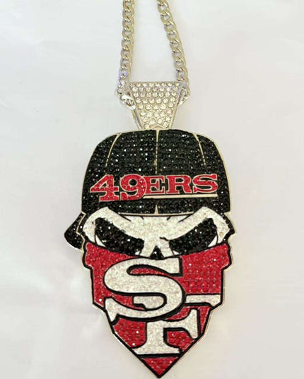 Newest Sports Team Logo Bandit Skull  Pendant Necklace – Iced Out Hip Hop Jewelry for True Fans