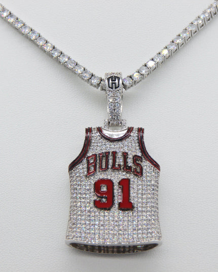 Chicago Bulls Dennis Rodman #91 Jersey Pendant Necklace – Premium Zircon Basketball Fan Gift
