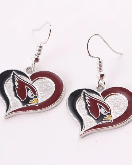 Football Team Logo Heart Earrings –  Game Day Accessories & Gift for Sports Fan