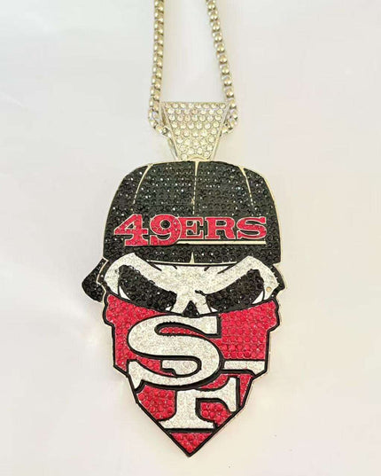 Newest Sports Team Logo Bandit Skull  Pendant Necklace – Iced Out Hip Hop Jewelry for True Fans