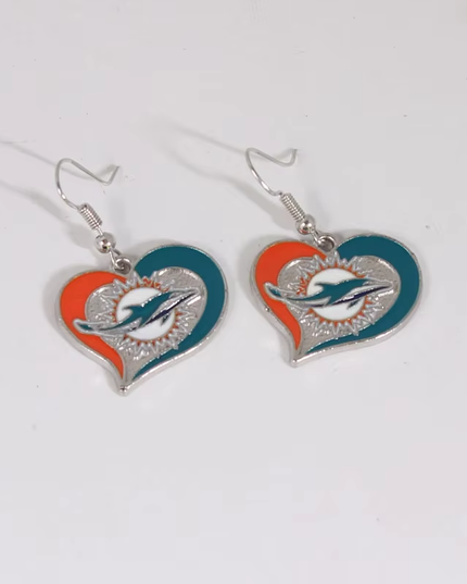 Football Team Logo Heart Earrings –  Game Day Accessories & Gift for Sports Fan