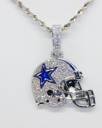 Dallas Cowboys Helmet Pendant Necklace – Sparkling Zircon Gift for Football Fans