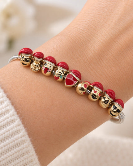 Christmas Red Hat Character Charm Bracelet – Festive Holiday Gift for Her