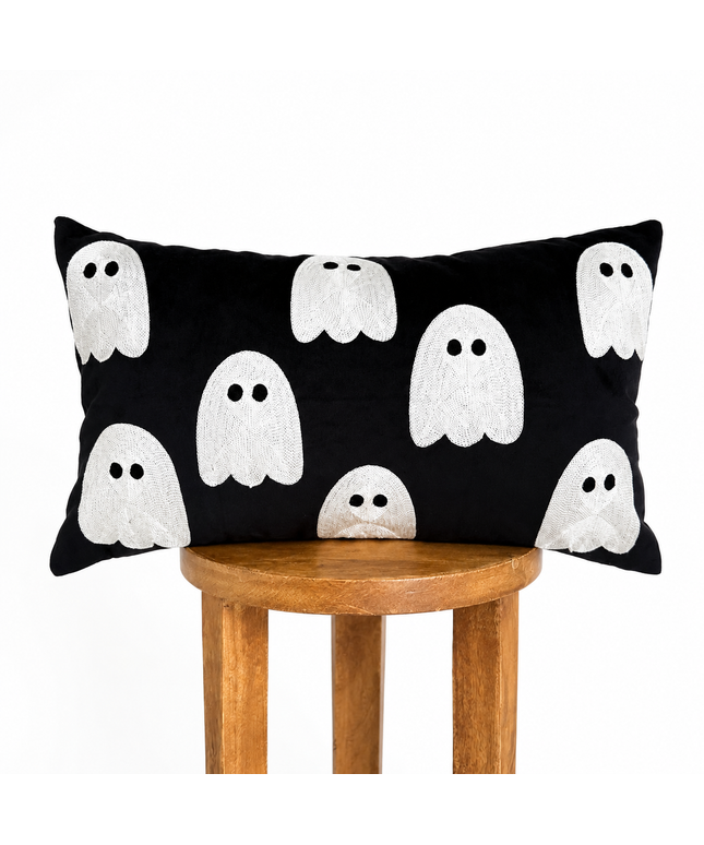 Black Ghost Lumbar Pillow Cover