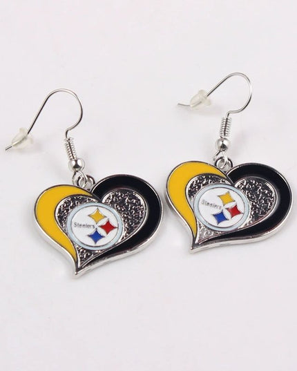 Football Team Logo Heart Earrings –  Game Day Accessories & Gift for Sports Fan