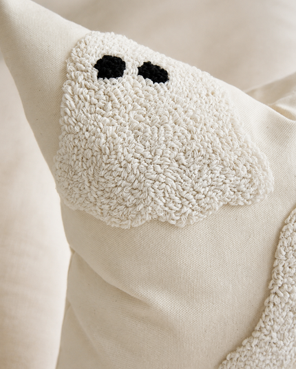 Ivory Tufted Ghost Lumbar Pillow Cover