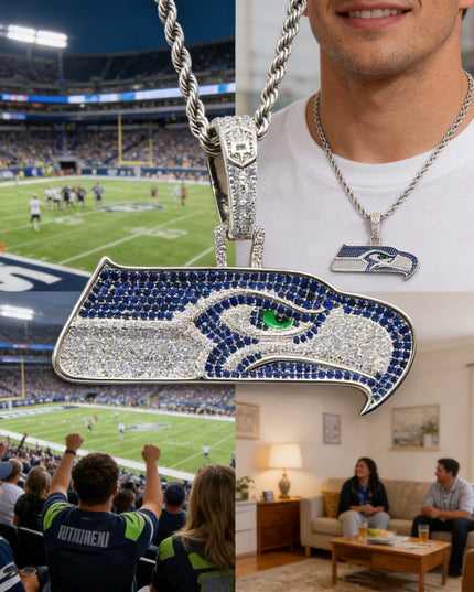 Seattle Seahawks Zircon Pendant Necklace – Game Day & Holiday Gift for Sports Fans
