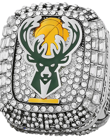 2021 Milwaukee Bucks Championship Ring and Trophy – #34 Tribute Commemorative Replica