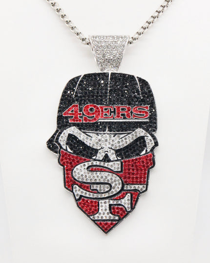 Newest Sports Team Logo Bandit Skull  Pendant Necklace – Iced Out Hip Hop Jewelry for True Fans