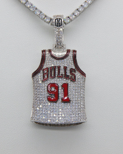 Chicago Bulls Dennis Rodman #91 Jersey Pendant Necklace – Premium Zircon Basketball Fan Gift