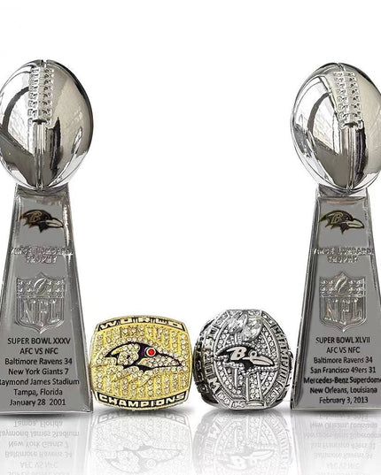 2001 & 2012 Baltimore Ravens  Super Bowl Championship Ring &Trophy Set