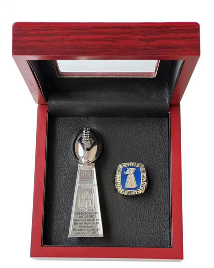 New York Giants Super Bowl Championship Ring & Trophy Set– 1986, 1991, 2008 & 2012