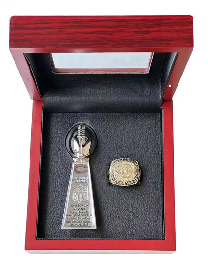1985 Chicago Bears Championship Ring & Trophy Set– Gold or Silver Replica