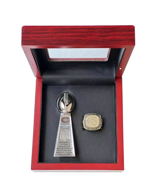 1985 Chicago Bears Championship Ring & Trophy Set– Gold or Silver Replica