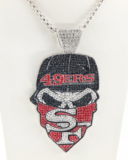 Newest Sports Team Logo Bandit Skull  Pendant Necklace – Iced Out Hip Hop Jewelry for True Fans