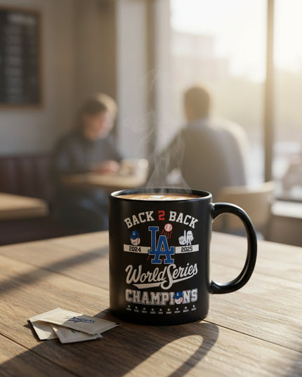 Los Angeles Dodgers Back-to-Back Champions Mug – World Series Ceramic Coffee Cup, Fan Collectible Gift
