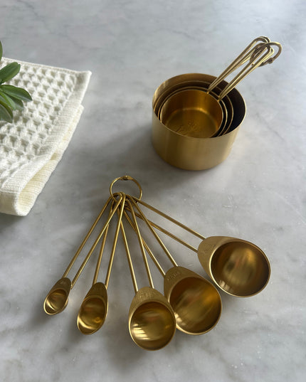 Solid Gold Measuring Cups & Spoons, Set of 9