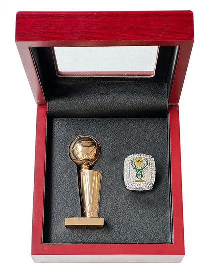 2021 Milwaukee Bucks Championship Ring and Trophy – #34 Tribute Commemorative Replica