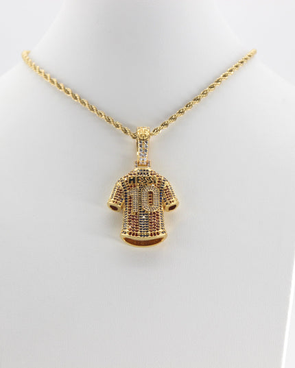 Luxury Football MESSI #10 Jersey Pendant Necklace with Zircon Stones – Perfect Gift for Sports Fans