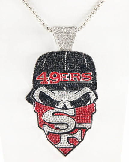 Newest Sports Team Logo Bandit Skull  Pendant Necklace – Iced Out Hip Hop Jewelry for True Fans