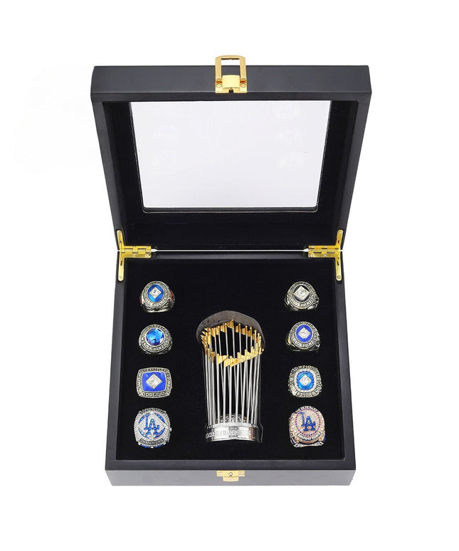 Los Angeles Dodgers World Series Championship Rings Set with Trophy – 8 Piece Collector’s Gifts