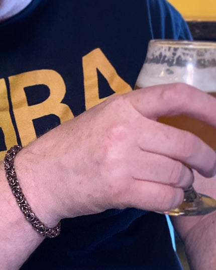 Chunky Byzantine Chainmaille Bracelet in Oxidized Copper