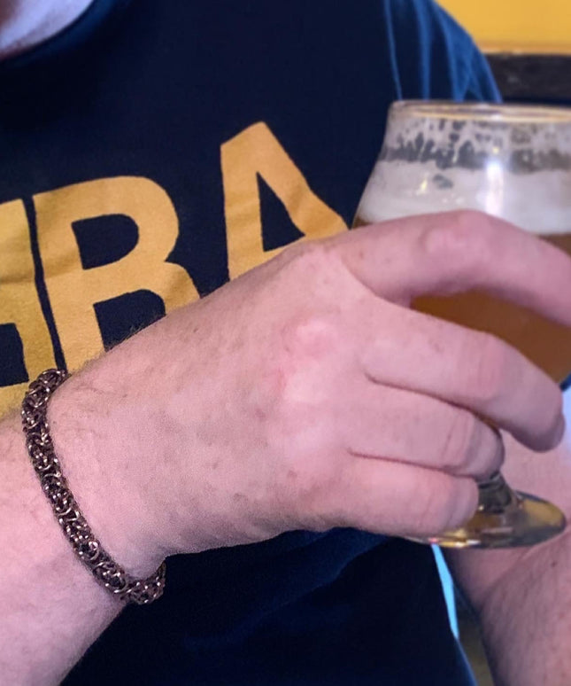 Chunky Byzantine Chainmaille Bracelet in Oxidized Copper