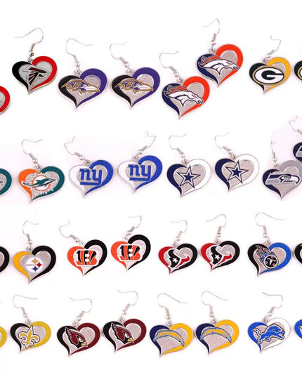 Football Team Logo Heart Earrings –  Game Day Accessories & Gift for Sports Fan