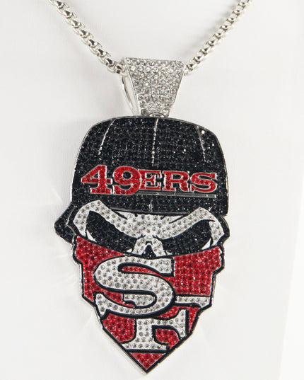 Newest Sports Team Logo Bandit Skull  Pendant Necklace – Iced Out Hip Hop Jewelry for True Fans