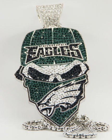 Newest Sports Team Logo Bandit Skull  Pendant Necklace – Iced Out Hip Hop Jewelry for True Fans