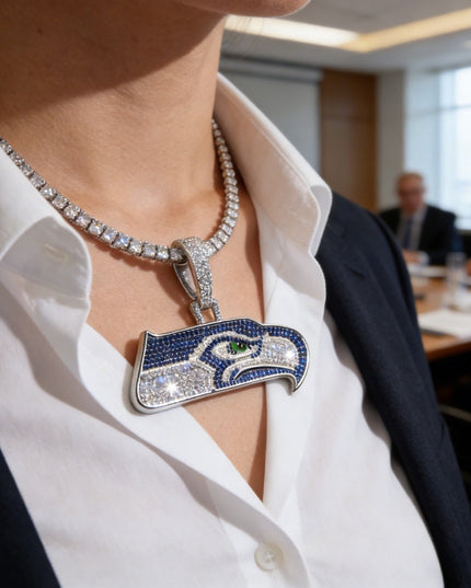 Seattle Seahawks Zircon Pendant Necklace – Game Day & Holiday Gift for Sports Fans