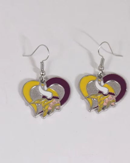 Football Team Logo Heart Earrings –  Game Day Accessories & Gift for Sports Fan