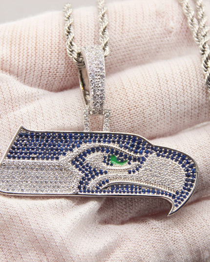 Seattle Seahawks Zircon Pendant Necklace – Game Day & Holiday Gift for Sports Fans