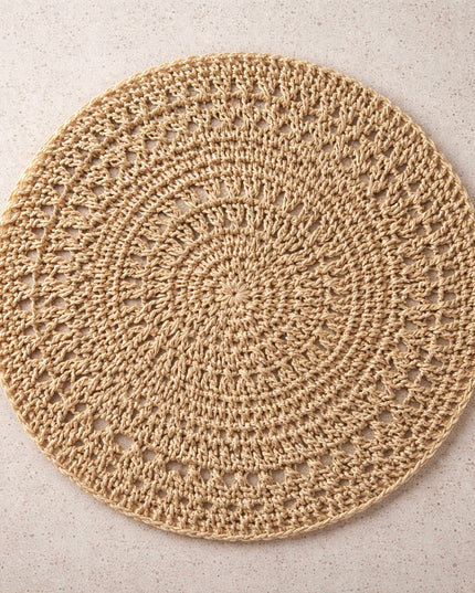 Handcrafted Natural Jute Placemat | 15” Round Scalloped Woven Placemat
