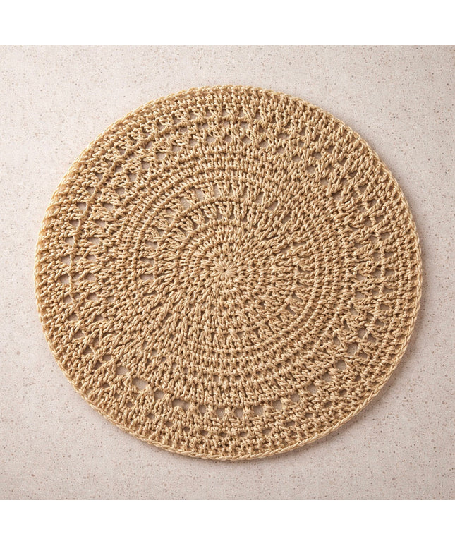 Handcrafted Natural Jute Placemat | 15” Round Scalloped Woven Placemat
