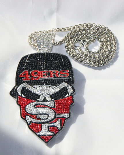 Newest Sports Team Logo Bandit Skull  Pendant Necklace – Iced Out Hip Hop Jewelry for True Fans