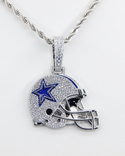 Dallas Cowboys Helmet Pendant Necklace – Sparkling Zircon Gift for Football Fans
