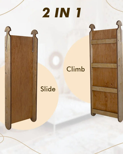 3in1 Montessori Climbing Set: Climbing Arch + Slide Board + Cushion – Chocolate