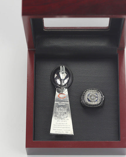 1985 Chicago Bears Championship Ring & Trophy Set– Gold or Silver Replica