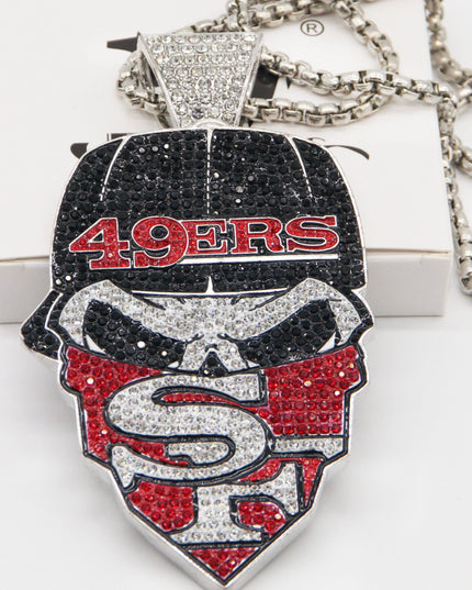 Newest Sports Team Logo Bandit Skull  Pendant Necklace – Iced Out Hip Hop Jewelry for True Fans