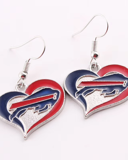 Football Team Logo Heart Earrings –  Game Day Accessories & Gift for Sports Fan