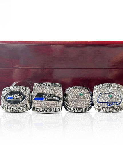 Seattle Seahawks Championship Ring Set – 4PCS Collector Celebration Gift for True Seahawks Fans