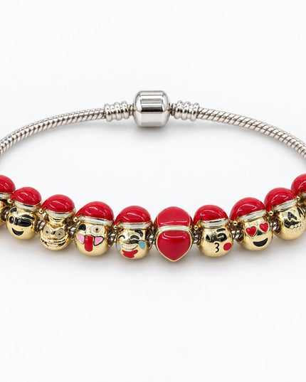 Christmas Red Hat Character Charm Bracelet – Festive Holiday Gift for Her