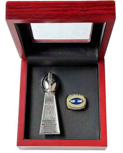 New York Giants Super Bowl Championship Ring & Trophy Set– 1986, 1991, 2008 & 2012