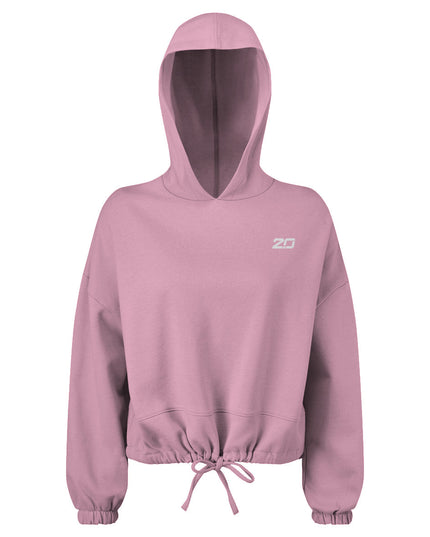 Cropped Oversize Hooded Sweatshirt (Light Pink)