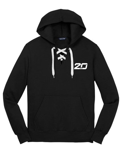 Lace Up Pullover Hooded Sweatshirt (Black)