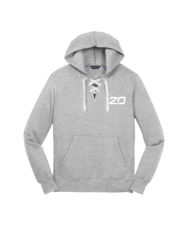 Lace Up Pullover Hooded Sweatshirt (Grey)