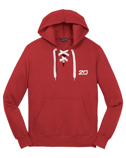 Lace Up Pullover Hooded Sweatshirt (Red)