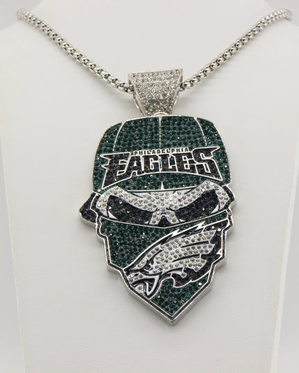 Newest Sports Team Logo Bandit Skull  Pendant Necklace – Iced Out Hip Hop Jewelry for True Fans